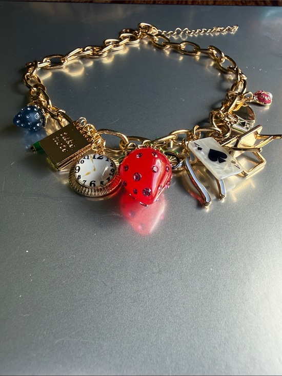 kate spade Other - Kate spade Gold Charm necklaces with Red Dice & Playing Card Charms